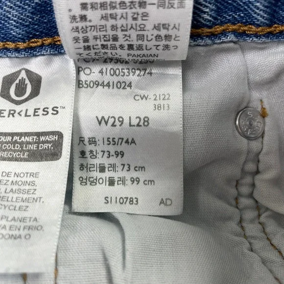 Levis Pants Womens 29x28 Blue 501S Skinny Button Fly Distressed Denim Jeans - Picture 6 of 14